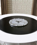 Rotating Lazy Susan Turntable For Kitchen And Dining Table Black Tempered Glass With Durable Aluminum Base 360 Degree Spin