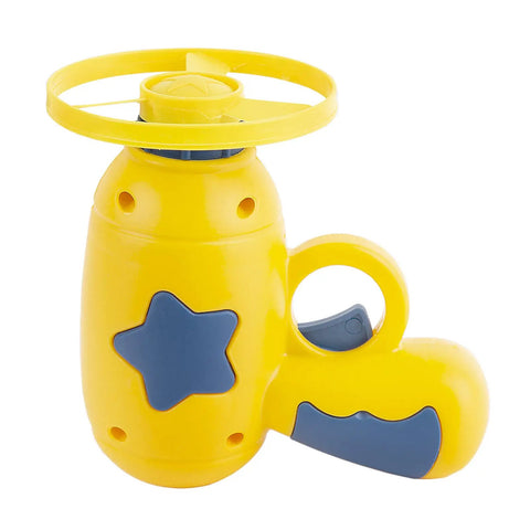 Rad Flying Saucer Toy With Rotating Flash Light Indoor Outdoor Twist Launch Disc Playset For Kids 3 And Up, yellow launcher handle.