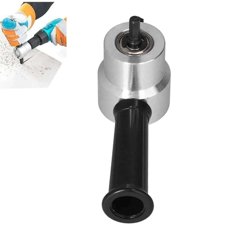 Beefy Double Head Metal Cutter Nibbler Drill Attachment for circle cutting, featuring an ergonomic 360-degree adjustable handle