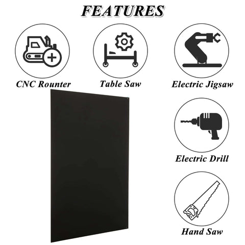 Front view of black anodized aluminum sheet metal, 12 x 8 x 1/32 in, for laser engraving