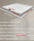 Built Tough Heavy Duty Ceiling Access Panel With Secure Magnetic Push Latch For Drywall Basements And Attics Flush Mount with measurements and colors.