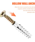 Close-up of hollow wall anchor from 40 Pack Drywall Anchor Screw Kit for hollow and wood walls, showing expansion mechanism.