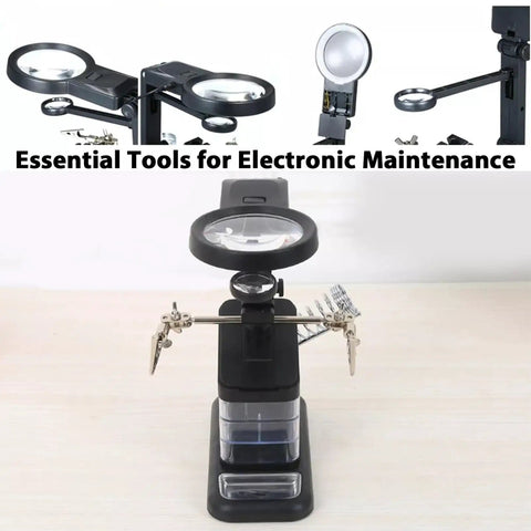 Rechargeable Work Light LED Magnifier Lamp For Workbench And Electronics with desk mount and adjustable arm