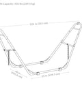 Diagram of Heavy Duty Outdoor Hammock Stand For 9 To 14 Foot Hammocks, Bronze Finish, 550 Pound Capacity, showing dimensions