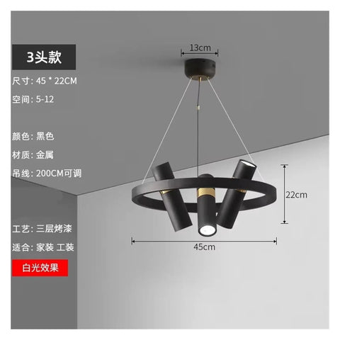 Industrial Style Living Room Pendant Lights Modern Simple Restaurant Lighting Fixtures Creative LED Hanging Lamps, black metal, 45cm