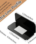No Drill Magnetic Cabinet Door Catch With Ultra Strong Adhesive Mount, black, ultra-thin stainless steel, with measurements shown