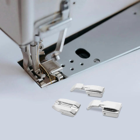 Sewing machine with components from Must Have Dope 5 Piece Multifunctional Sewing Machine Presser Foot Set With Adjustable Invisible Zipper Foot