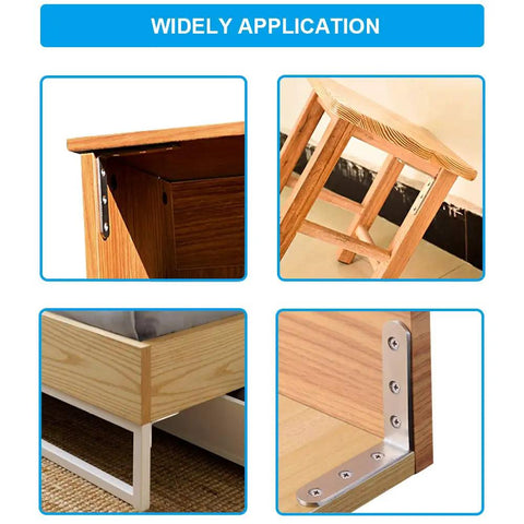 Image showcasing Heavy Duty Stainless Steel L Brackets 8 Pack Tough As Nails Corner Brace For Wood Furniture supporting furniture.