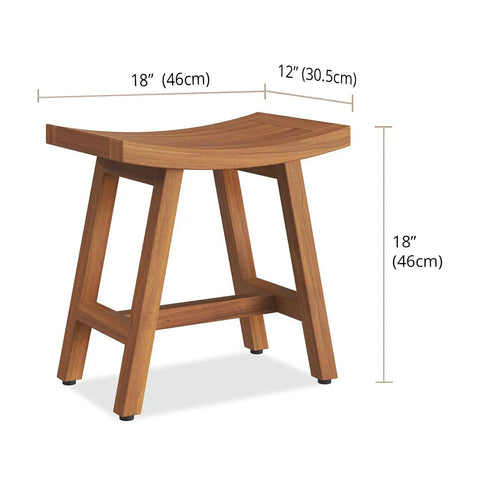 Patented 18 Inch Asia Lotus Teak Shower Bench With Stainless Steel Hardware And Adjustable Rubber Feet, no-slip stability