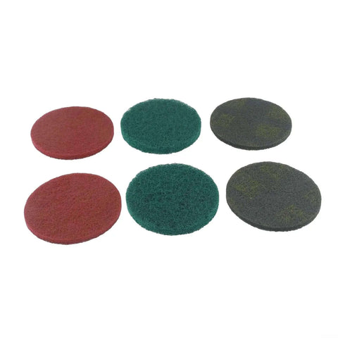 5 Inch Nylon Scouring Pads Set For Drill Powered Buffers And Polishers, 6 Pack Industrial Scrubbing Discs In Green Red Grey For Rust Removal Deburring And Tough As Nails Cleaning And Polishing