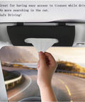 Sleek Genuine Leather Car Tissue Holder Sun Visor Napkin Dispenser in use, providing easy access to tissues while driving.