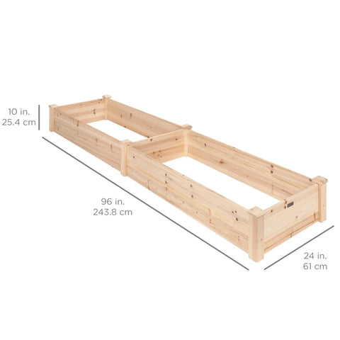 8x2ft Outdoor Wooden Raised Garden Bed Planter For Vegetables And Grass Backyard Lawn Natural Finish Durable Fir Wood Easy Assembly