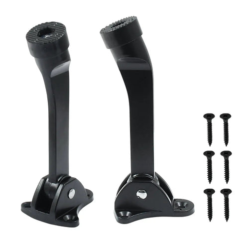 Heavy Duty Kickdown Door Stopper With Anti Slip Rubber Tip 4.7 Inch Two Pack, black zinc alloy with included screws