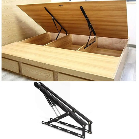 Heavy Duty Pneumatic Bed Lift Mechanism Kit With Spring Strut Hinge for DIY furniture storage under bed iron build 20-80 kg