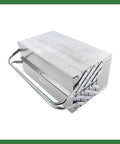 Super Heavy Duty Seven Tray Tool Chest Crafted From Solid Stainless Steel with dual grips for easy handling.