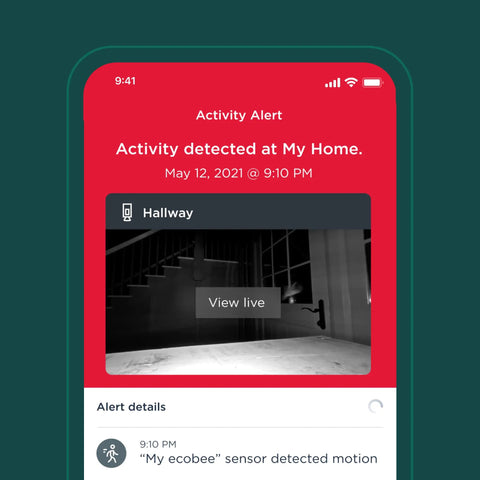Mobile app showing activity alert detected by Indoor WiFi Security Camera With 1080p HD Video, 180 Degree Field Of View