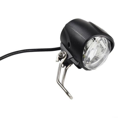 Bright E-Bike Front LED Headlight With 5W Power For Super Visibility And Safety On All Bikes Featuring Waterproof Design That Works Smoothly Across Wide Voltage Range From 6V Up To 60V Without Flickering Or Damage, black plastic bike light