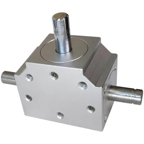 Compact Heavy Duty Right Angle Gearbox Featuring Three Output Shafts For Smooth Low Noise Power Transfer Under Two Thousand Rpm Workshop Builds Built Damn Tough And Rock Solid, solid steel construction.
