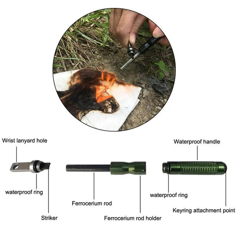 Six Pack Ferro Rod Fire Starter Kit With Striker Flint And Steel Fire Sticks Magnesium Rod For EDC Camping Hiking Bushcraft