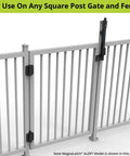 Heavy Duty Pool Safety Gate Kit Featuring Top Pull Self Latch And Dual Hinges Includes Safety Cap Plus Gap Spacer Fits Square Metal Vinyl Wood Posts For Bulletproof Backyard Guard No Sweat Mount Tight Grip Smooth Operation Keeps Little Ones Secured Daily - Gate and fence with adjustable hinges.