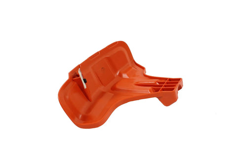 Orange Line Trimmer Debris Shield Replacement Part 588543701 OEM Guard for select trimmer models, angled view