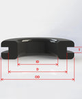 Cross-section view of rubber grommet dimensions showing ID, D, OD, and T from the 200 Piece Rubber Grommet Wiring Kit With Eight Size Assortment