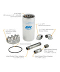 Particulate Fuel Filter Kit For Fuel Transfer Pumps And Dispensers 40 GPM 151 LPM 30 Micron Nominal Filtration with adapters