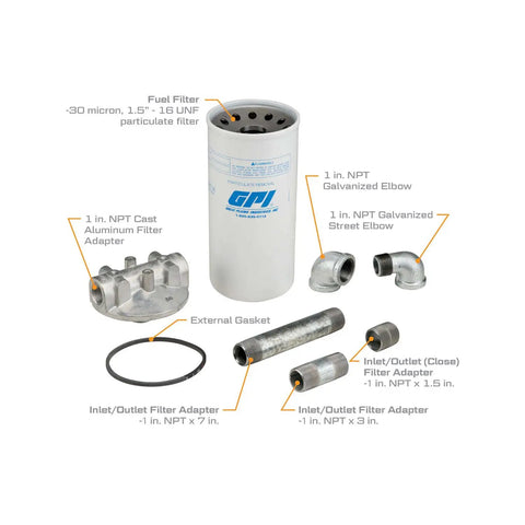 Particulate Fuel Filter Kit For Fuel Transfer Pumps And Dispensers 40 GPM 151 LPM 30 Micron Nominal Filtration with adapters