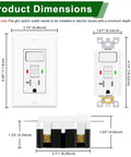 Rock Solid GFCI Switch Outlet Combo With 20 Amp Capacity And Tamper Proof Shield For Indoor Outdoor Install Featuring Clear Led Status And Etl Certification Along With Simple Mounting Kit For Quick Home Fixes dimensions shown with measurements.