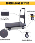 Foldable Heavy Duty Push Cart Dolly with 660 lb capacity and swivel wheels, sturdy baffle and non-slip platform, ideal for home or warehouse use.