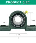Front view of Self Aligning Pillow Block Bearing Kit Four Pack UCP204-12 With Three Quarter Inch Bore Mounted Chrome Steel Bearings