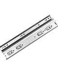 Heavy Duty Twelve Inch Three Section Ball Bearing Drawer Slides With Hidden Bottom Mount Design angle view showcasing silver steel finish.