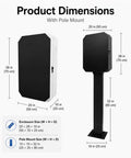 Product dimensions of Heavy Duty Weatherproof Ev Charger Storage Box With Combination Lock Galvanized Steel and pole mount.