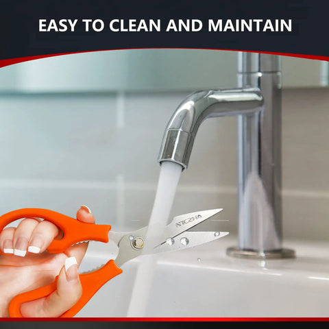 Heavy Duty Kitchen Shears All In One Multi Function Scissors Dishwasher Safe Poultry Shears Food Grade Stainless Steel Sharp Utility Scissors For Meat Fish Bones Veggies Noodles Pizza White, rinsed under tap