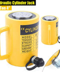 Beefy 50 Ton 4 Inch Stroke Hydraulic Cylinder Jack Ram 10000 PSI Single Acting Lift System With Chromium Plated Piston Heavy Duty Design For Auto Shop And Workshop Lightweight Yet Sturdy 635cc Capacity, yellow