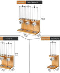 Triple Head Cereal Dispenser For Kitchen Setup, high capacity with 3 polycarbonate bins and wood base, sleek design for clean storage.