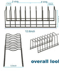 Super Sturdy Stainless Steel Pot Lid Organizer And Cutting Board Rack 12.6x5.5x4.5in with multiple slots for organizing.