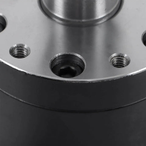 Close-up of Wheel Motor Replacement For 4915500 5023091SM HGM 12P 7172 Lawn Mower showing bolt holes and metal surface.