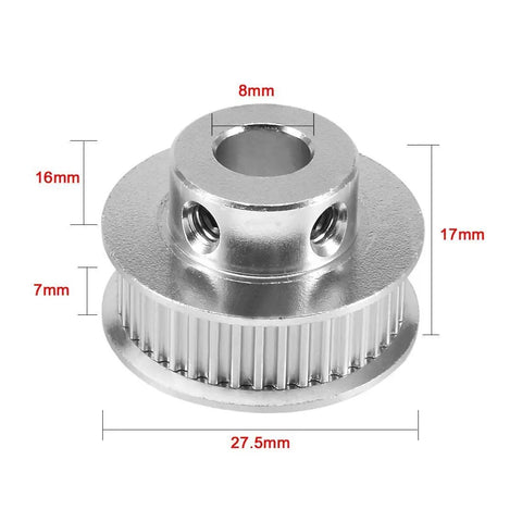 GT2 Timing Pulley 40 Teeth 8mm Bore 6mm Wide Aluminum Alloy Silver 2 Pack CNC Machined Built For Precision Motion Control And Smooth Belt Drive, Ideal For 3D Printers CNC Machines And Robotic Projects, 40T pulley with 8mm bore