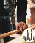 Person using drill with 35 Piece Screw Extractor Set With Left Hand Drill Bits and Multi Spline Extractors for Removing Broken Bolts and Stripped Screws, Easy Out Kit With Reverse Drill Bits For Quick No Nonsense Repairs shown in inset.