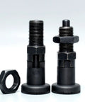 Heavy Duty Carbon Steel Indexing Pin With Fine Thread Plunger And Reliable Return Spring Mechanism Featuring A Knurled Grip Handle No Fuss Industrial Replacement MT305Z with hex nut