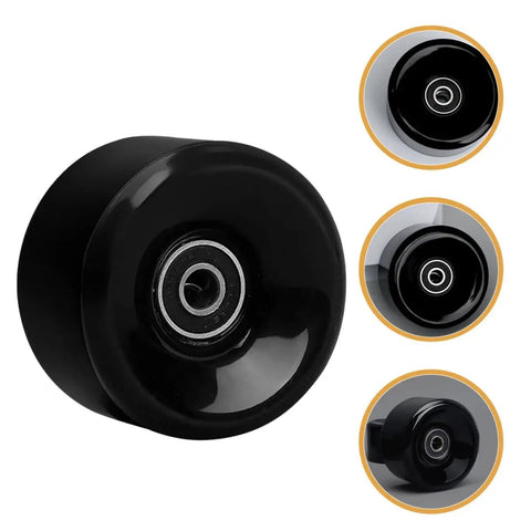 Premium PU Roller Skate Wheels With Bearings Replacement For Indoor Skating On Wood Concrete And Tile Surfaces, black