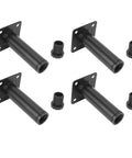 Four Pack Adjustable Iron Furniture Legs in Black Lacquer Finish with Rust Proof Coating for Coffee Tables, Cabinets, Desks