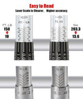 Close-up of laser-engraved scale on Half Inch Drive Click Torque Wrench Dual Direction Adjustable, 10-150 Ft-Lb, 13.6-203.3Nm.