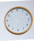 Wall clock with white face and tan border, featuring Vinyl Record Clock Mechanism Kit For DIY Projects Easy Install And Accurate Timekeeping