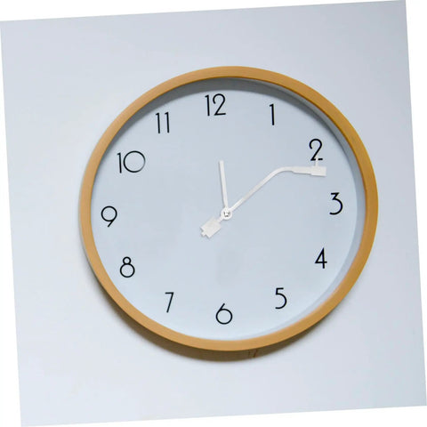 Wall clock with white face and tan border, featuring Vinyl Record Clock Mechanism Kit For DIY Projects Easy Install And Accurate Timekeeping