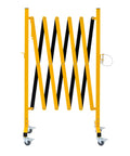 Effortless Expandable Metal Barricade 8 Feet Portable Safety Barrier On Casters in closed position