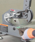 Heavy duty metal shear cutting through metal sheet with ease.