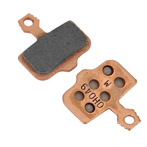 Beefy Sintered Disc Brake Pads For SRAM Avid Elixir And Level Series with steel back showing front and back design with holes.