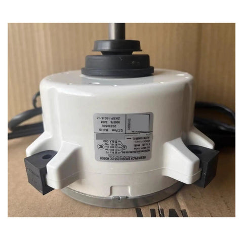 Air Conditioning Brushless DC External Motor WZDK100-38G ZKSP-100-8-1-1 close-up of label and connectors